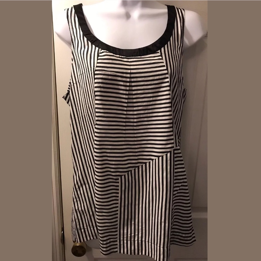 New CALVIN KLEIN Striped Tank Top Black white Zip